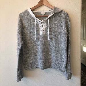 A New Day Hooded Sweatshirt with Lace up Collar